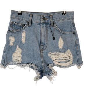 CARMAR Distressed Demin Jean Shorts‎ Medium Wash Size 25